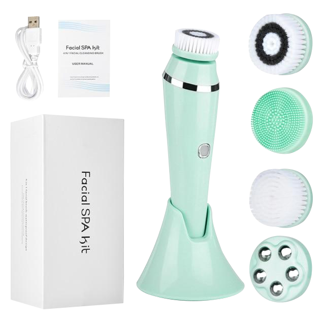 Electric Facial Cleansing Brush with 4 Face Cleaning Brush Heads