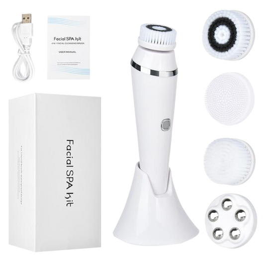 Electric Facial Cleansing Brush with 4 Face Cleaning Brush Heads