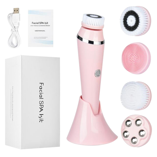 Electric Facial Cleansing Brush with 4 Face Cleaning Brush Heads